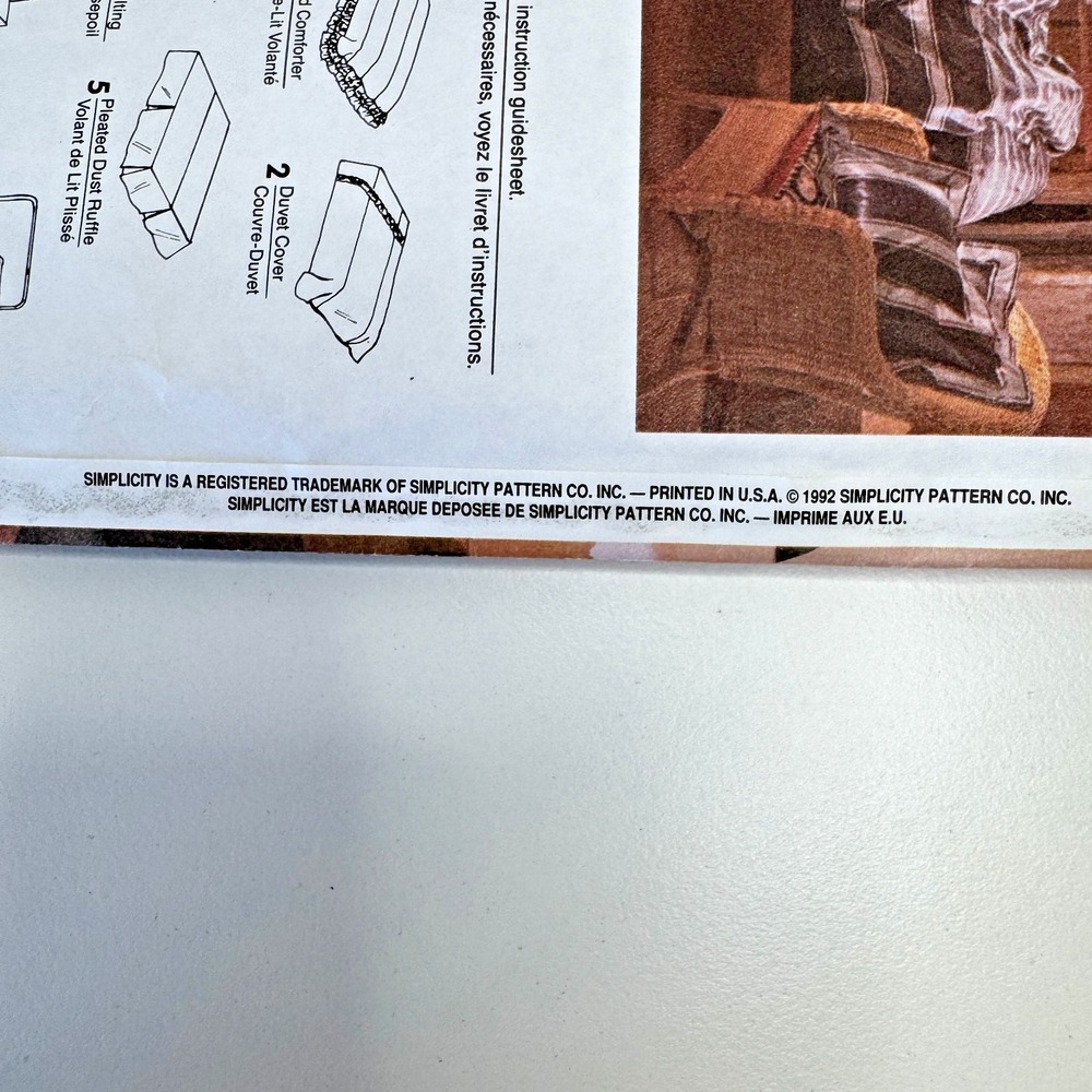 Simplicity 8037 Uncut Sewing Pattern Bedroom Decor Bedcover Comforter & Pillows - Picture 7 of 8